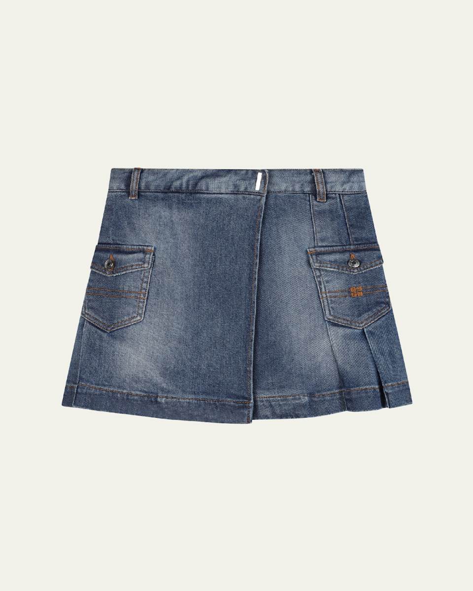 Girl's Pleated Denim Skirt, Size 4-6